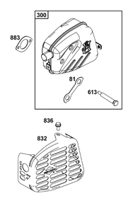 Exhaust Group Diagram and Parts List for 100802-0222-H5 100000 - 19Z999 Briggs and Stratton Engine